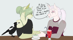 Size: 3576x2000 | Tagged: safe, artist:caff, oc, oc only, oc:constance, oc:matcha, anthro, blind, female, mare