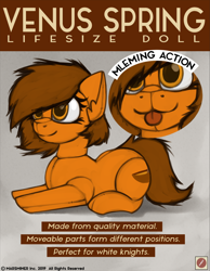 Size: 1292x1667 | Tagged: safe, artist:marsminer, oc, oc only, oc:venus spring, pony, advertisement, bronybait, doll, mlem, plushie, silly, tongue out, toy