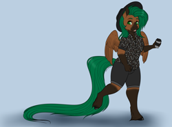 Size: 2683x2000 | Tagged: safe, artist:caff, oc, oc only, oc:caff, oc:caffeine hazard, anthro, pegasus, pony, unguligrade anthro, anthro oc, chibi, coffee, coffee cup, cup, cute, solo, unshorn fetlocks