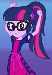 Size: 463x665 | Tagged: safe, screencap, sci-twi, twilight sparkle, better together, equestria girls, i'm on a yacht, cropped, cute, geode of telekinesis, glasses, looking at you, magical geodes, ponytail, solo, twiabetes