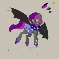 Size: 4000x4000 | Tagged: safe, artist:blueblaze95, oc, oc only, oc:manny, bat pony, pony, amber eyes, armor, armor skirt, bat pony oc, black wings, cute, fangs, female, hoof blades, mare, multicolored mane, multicolored tail, night guard, reference sheet, simple background, skirt, smiling, solo, wings