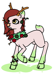 Size: 582x826 | Tagged: safe, artist:dragonflyfire8, artist:ponebox, oc, oc only, deer, deer pony, original species, collaboration, clothes, cloven hooves, raised hoof, scarf, simple background, solo, transparent background