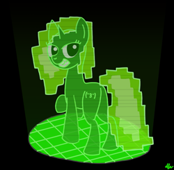 Size: 1087x1067 | Tagged: safe, artist:dafiltafish, oc, oc:pixel, hologram, holopon, poniesonline, simple background