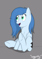 Size: 2645x3741 | Tagged: safe, artist:sneakycsgo, oc, oc:luna shy, earth pony, pony, female, hair, happy, mare, sitting, solo