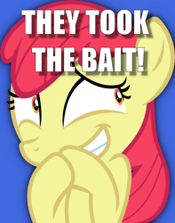 Size: 1200x1521 | Tagged: safe, apple bloom, caption, giggling, image macro, solo, text