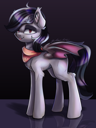 Size: 3000x4000 | Tagged: safe, artist:galinn-arts, oc, oc:stormdancer, bat pony, vampire, vampony, bandana, clothes, cute, ear fluff, fluffy, happy, male, muscles, tongue out