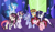 Size: 2464x1424 | Tagged: safe, artist:geekcoffee, artist:logic-puzzle665, derpibooru import, oc, oc only, oc:amethyst, oc:bluish sky, oc:butterfly, oc:cookie rose, oc:juicy apple, oc:moonlight glow, oc:starry dawn, dracony, earth pony, hybrid, pegasus, pony, unicorn, base used, digital art, eyes closed, eyeshadow, female, freckles, geekyverse, group, interspecies offspring, magical lesbian spawn, makeup, mare, mascara, next generation, offspring, one hoof raised, parent:applejack, parent:caramel, parent:cheese sandwich, parent:discord, parent:fluttershy, parent:pinkie pie, parent:rainbow dash, parent:rarity, parent:soarin', parent:spike, parent:starlight glimmer, parent:sunset shimmer, parent:trixie, parent:twilight sparkle, parents:carajack, parents:cheesepie, parents:discoshy, parents:soarindash, parents:sparity, parents:startrix, parents:sunsetsparkle, pink background, simple background, smiling, wall of tags