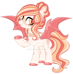 Size: 1280x1300 | Tagged: safe, artist:magicdarkart, oc, bat pony, pony, choker, deviantart watermark, female, mare, obtrusive watermark, simple background, solo, transparent background, watermark