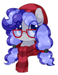 Size: 1000x1295 | Tagged: safe, artist:loyaldis, oc, oc only, oc:cinnabyte, adorkable, beanie, clothes, cute, dork, glasses, hat, heart eyes, pigtails, scarf, simple background, solo, transparent background, wingding eyes