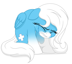 Size: 3012x2675 | Tagged: safe, artist:rioshi, artist:starshade, oc, oc only, oc:icy heart, pegasus, pony, crying, female, mare, simple background, solo, white background