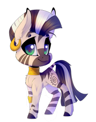 Size: 1371x1735 | Tagged: safe, artist:creepyfreddy, artist:soundwavepie, derpibooru import, zecora, zebra, beanbrows, chest fluff, cute, ear fluff, ear piercing, eyebrows, female, jewelry, leonine tail, mare, piercing, simple background, solo, transparent background, zecorable