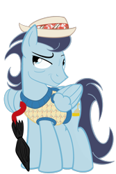 Size: 1279x1920 | Tagged: safe, artist:sixes&sevens, derpibooru import, pegasus, pony, doctor who, hat, not soarin, panama hat, ponified, seventh doctor, simple background, solo, sweater vest, transparent background, umbrella