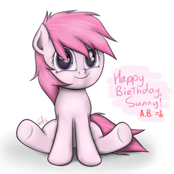 Size: 1000x1000 | Tagged: safe, artist:eternyan, oc, oc only, earth pony, happy birthday, simple background, solo