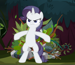 Size: 1076x939 | Tagged: safe, screencap, mean rarity, the mean 6, bipedal, clone, cropped, frown, hoard, solo