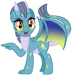 Size: 2287x2405 | Tagged: safe, artist:eonionic, oc, oc:chrysoberyl, dracony, dragon, hybrid, pony, female, magical lesbian spawn, offspring, parent:limestone pie, parent:princess ember, simple background, solo, transparent background