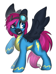 Size: 870x1160 | Tagged: safe, artist:missclaypony, oc, oc:neon flare, pegasus, pony, clothes, female, goggles, mare, simple background, solo, transparent background, uniform, wonderbolts uniform