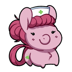 Size: 500x500 | Tagged: safe, artist:quarantinedchaoz, oc, oc only, oc:bubbly joy, earth pony, pony, chibi, female, green cross, hat, mare, nurse, nurse hat, simple background, solo, transparent background