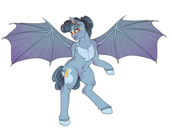 Size: 3697x3000 | Tagged: safe, artist:sourcherry, oc, oc:mango martini, bat pony, pony, bat pony oc, bat wings, cocktail glass, cutie mark, food, hair bun, mango, unshorn fetlocks, wings