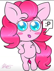 Size: 1080x1429 | Tagged: safe, pinkie pie, earth pony, pony, :p, chibi, cute, solo, tongue out