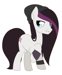 Size: 1570x1896 | Tagged: safe, artist:dyonys, oc, oc:mythic light, earth pony, pony, beanie, bracelet, hat, jewelry, male, piercing, raised hoof, show accurate, simple background, stallion, standing, transparent background