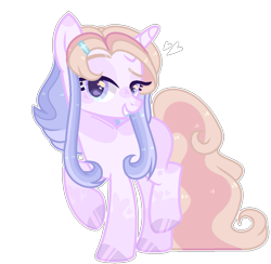 Size: 905x883 | Tagged: safe, artist:moon-rose-rosie, oc, oc only, oc:yeri, pony, unicorn, alternate universe, blushing, female, heart, looking at you, mare, simple background, solo, transparent background, white outline