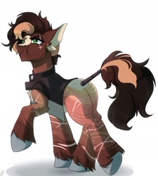 Size: 1280x1421 | Tagged: safe, artist:tigra0118, oc, commission, commissions open, looking at someone, male, my little pony, scared, solo, walking away