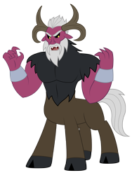 Size: 4000x5312 | Tagged: safe, artist:aleximusprime, idw, sendak the elder, centaur, flurry heart's story, fiendship is magic, beard, cloven hooves, facial hair, horns, male, muscles, simple background, solo, transparent background, wrist cuffs