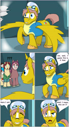 Size: 5513x10113 | Tagged: safe, artist:cactuscowboydan, oc, oc:heartstrong flare, oc:king calm merriment, oc:king speedy hooves, oc:tommy the human, human, comic:fusing the fusions, comic:the bastion of canterlot, canterlot, canterlot castle, cape, clothes, comic, commissioner:bigonionbean, conductor hat, conjoined, cutie mark fusion, dat ass was fat, dat butt, dialogue, fat ass, father and child, father and son, folded wings, fused, fusion, fusion:heartstrong flare, fusion:king calm merriment, fusion:king speedy hooves, glasses, goggles, gymnasium, hat, human oc, jiggle, magic, male, merge, merging, parent and child, plot, potion, scarf, shirt, shocked, short tail, spread wings, stallion, surprised, tail wag, thicc ass, thick, uncle and nephew, uniform, wings, wonderbolts, wonderbolts uniform, writer:bigonionbean