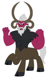 Size: 4000x6392 | Tagged: safe, artist:aleximusprime, idw, sendak the elder, centaur, flurry heart's story, fiendship is magic, beard, cloven hooves, facial hair, final form, huge, male, raised hoof, simple background, solo, super form, transparent background