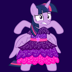 Size: 1000x1000 | Tagged: safe, alternate version, artist:katya, twilight sparkle, twilight sparkle (alicorn), alicorn, pony, bipedal, clothes, dress, gala dress, solo