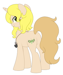 Size: 1161x1370 | Tagged: safe, artist:crystal-tranquility, oc, oc:aura spots, pony, unicorn, butt, female, jewelry, mare, necklace, plot, simple background, solo, transparent background