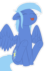 Size: 1233x1919 | Tagged: safe, artist:yannerino, oc, oc only, oc:wind shear, pegasus, pony, eyes closed, raspberry, sitting, tongue out