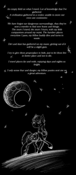 Size: 2480x5700 | Tagged: safe, artist:khaki-cap, oc, oc:null, pegasus, pony, alternate artstyle, black canvas, moon, night, night sky, pegasus oc, poem, sky, teaser, traveler