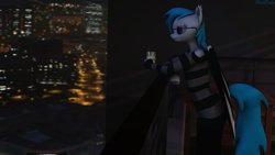 Size: 1920x1080 | Tagged: safe, artist:houndhusky, oc, oc:lightningstorm, anthro, bat pony, 3d, anthro oc, bat pony oc, drink, female, glasses, solo, source filmmaker