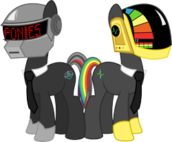 Size: 1950x1613 | Tagged: safe, artist:tacobender, derpibooru import, oc, pony, robot, robot pony, cutie mark, daft punk, guy-manuel de homem-christo, inkscape, male, necktie, png, ponified, stallion, thomas bangalter, vector