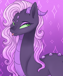 Size: 2500x3000 | Tagged: safe, artist:kittii-kat, oc, oc:shattered gem, dracony, hybrid, female, interspecies offspring, offspring, parent:princess luna, parent:spike, parents:spiluna, solo, tongue out