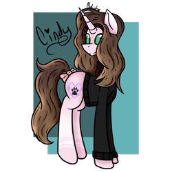 Size: 1024x1024 | Tagged: safe, artist:cheluat, oc, oc:cindy, pony, unicorn, bow, clothes, female, mare, solo, sweater, tail bow