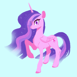 Size: 1280x1280 | Tagged: safe, artist:dilandau203, princess twilight 2.0, twilight sparkle, twilight sparkle (alicorn), alicorn, pony, the last problem, blue background, colored hooves, cute, female, mare, older, older twilight, raised leg, simple background, solo, twiabetes