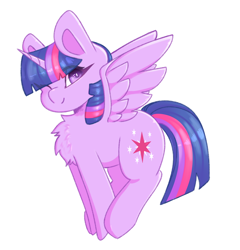 Size: 3500x3641 | Tagged: safe, artist:sailor, twilight sparkle, twilight sparkle (alicorn), alicorn, pony, chest fluff, chibi, cute, cutie mark, eye clipping through hair, female, mare, one eye closed, simple background, solo, transparent background, twiabetes, wink
