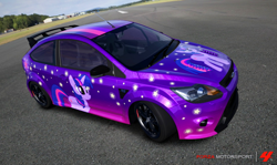 Size: 1076x641 | Tagged: safe, artist:nrxia, twilight sparkle, unicorn twilight, pony, unicorn, car, female, ford, ford focus, ford focus rs, forza motorsport 4, game screencap, itasha, mare, video game