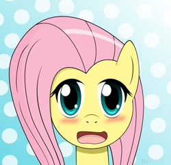 Size: 800x770 | Tagged: safe, artist:r-c-h, fluttershy, pegasus, pony, abstract background, blushing, female, open mouth, solo