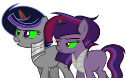 Size: 1024x633 | Tagged: safe, artist:yourrdazzle, oc, oc only, oc:crescent moon, oc:regan, pony, unicorn, base used, female, interdimensional siblings, mare, offspring, parent:king sombra, parent:twilight sparkle, parents:twibra, simple background, sombra eyes, transparent background