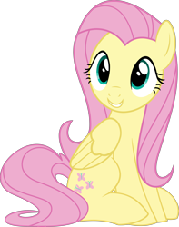 Size: 3940x5000 | Tagged: safe, artist:slb94, fluttershy, pegasus, pony, cute, female, grin, mare, shyabetes, simple background, sitting, smiling, solo, transparent background, vector