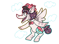 Size: 1032x774 | Tagged: safe, artist:circusfreak, oc, oc only, oc:dandyletters (rigbythememe), pegasus, pony, bag, cloud, hat, male, saddle bag, simple background, solo, stallion, transparent background