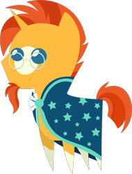 Size: 1491x1961 | Tagged: safe, artist:estories, editor:slayerbvc, sunburst, pony, unicorn, clothes, cropped, glasses, male, pointy ponies, robe, simple background, smiling, socks (coat marking), solo, stallion, sunburst's glasses, sunburst's robe, transparent background, vector