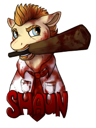 Size: 687x916 | Tagged: safe, artist:spiggy-the-cat, pony, blood, ponified, shaun of the dead