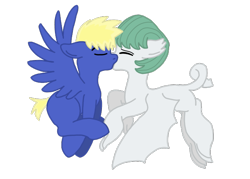 Size: 655x468 | Tagged: safe, artist:dexterousdecarius, derpibooru import, oc, oc only, oc:flash hunter, oc:hunter, oc:jade, dracony, hybrid, base used, female, flying, heartwarming, interspecies offspring, kissing, male, mid-flight, oc x oc, offspring, offspring shipping, parent:flash sentry, parent:rarity, parent:spike, parent:twilight sparkle, parents:flashlight, parents:sparity, shipping, simple background, straight, transparent background