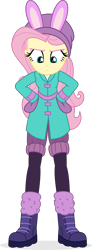 Size: 620x1692 | Tagged: safe, artist:punzil504, fluttershy, better together, equestria girls, holidays unwrapped, blizzard or bust, clothes, coat, digital art, female, simple background, solo, transparent background, unamused, winter outfit