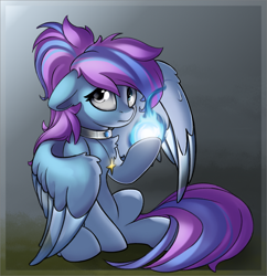 Size: 2615x2704 | Tagged: safe, artist:rexyseven, oc, oc only, oc:midnight music, pegasus, pony, female, magic, mare, solo, transparent wings, wings