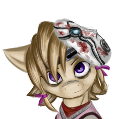 Size: 3176x3003 | Tagged: safe, artist:qbellas, earth pony, pony, bags under eyes, borderlands 2, bust, clothes, simple background, solo, tiny tina, transparent background